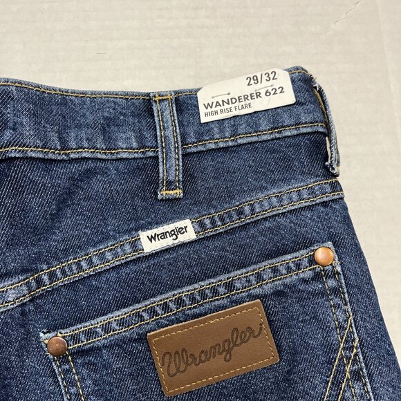 Wrangler Jeans Womnens 29/32 Wanderer High Rise Flare Dark Wash Denim Western - Picture 4 of 12